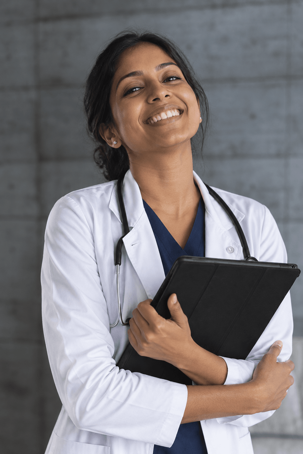 Healthcare provider smiling